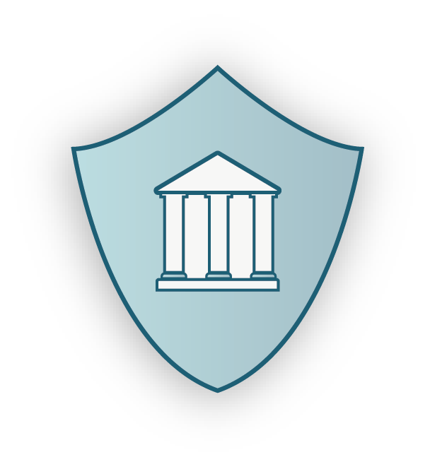 Governance accountability icon — institutional shield representing a defensible answer to can we explain what our AI is doing
